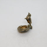 Sterling Silver Bird On Nest With Eggs Charm Pendant Vintage c1970s