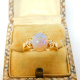 Edwardian Boxed 18ct Gold, Opal & Diamond Dress Ring Antique c1910