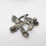 Sterling Silver Marcasite Set Oak Loaf Brooch Pin Antique c1930 Art Deco