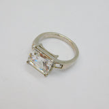 Sterling Silver Emerald Cut Spinel Cocktail Dress Ring Modern c2000 Size N 1/2