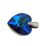 Sterling Silver Blue Vitrail Faceted Crystal Heart Charm Pendant Vintage c1970