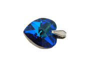 Sterling Silver Blue Vitrail Faceted Crystal Heart Charm Pendant Vintage c1970