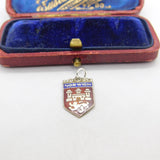 Sterling Silver & Enamel Norwich Shield Charm Pendant Vintage c1970