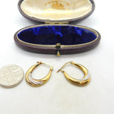 Silver Gilt Bi-Colour and Diamond Paste Hoop Earrings Vintage c1970