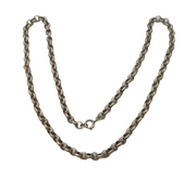 19th Century Chunky Sterling Silver Floral Chased Belcher Link Necklace Antique