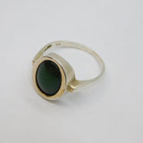 European .835 Silver Cabochon Agate Studio Style Band Ring Vintage c1970 Size R