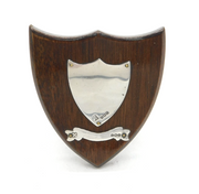 Art Deco Sterling Silver Mounted Carved Wooden Presentation Shield Antique 1928