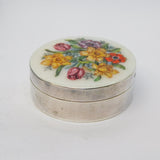Boxed Sterling Silver & Floral Pattern Trinket Box Vintage 1979 Birmingham