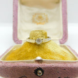 Sterling Silver Gilt Solitaire Ring Diamond Paste Stone Vintage c1970 Size P 1/2