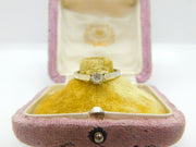 Sterling Silver Gilt Solitaire Ring Diamond Paste Stone Vintage c1970 Size P 1/2