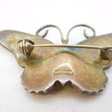 Sterling Silver & Colourful Enamel Butterfly Brooch Pin Antique c1940 Art Deco