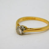 18ct Yellow Gold & 0.15ct Diamond Solitaire Ring Vintage 1973 Sheffield