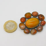 Victorian Scottish Sterling Silver Banded Agate Brooch Pin Antique c1860