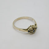 Sterling Silver Sapphire & White Topaz Cluster Ring Vintage c1970 Size L 1/2