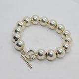 Sterling Silver Round Sphere Beads T Bar Bracelet Contemporary c2000