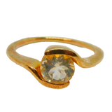 Gold On Sterling Silver White Topaz Dress Ring Vintage c1970 Size P 1/2