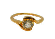 Gold On Sterling Silver White Topaz Dress Ring Vintage c1970 Size P 1/2
