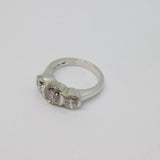 Sterling Silver 3 Stone Cubic Zirconia Dress Ring Vintage c1970 Size O 1/2