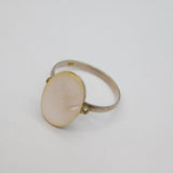 Sterling Silver Oval Mother Of Pearl Dress Ring Antique c1930 Size N 1/2