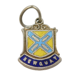 Sterling Silver Enamel Newquay Shield Charm Pendant Vintage c1970