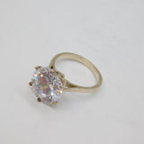 Sterling Silver Large Round Paste Solitaire Cocktail Ring Modern c1990 Size M