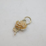 Sterling Silver Single Rose Flower Stamped "MUM" Charm Pendant Vintage c1970s
