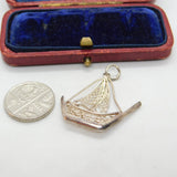 Sterling Silver Filigree Sailing Ship Charm Pendant Vintage c1970