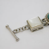 Sterling Silver, Pearl, Blue Lace Agate & Quartz Panel Bracelet Vintage c1980