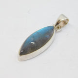 Sterling Silver Cabochon Labradorite Ellipse Studio Pendant Vintage c1990s