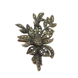 Sterling Silver Marcasite Set Flower Spray Art Deco Brooch Pin Antique c1930