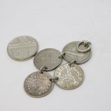 Sterling Silver Antique Threepence Coin Drop Charm Pendant Vintage c1970
