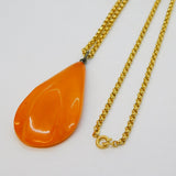 Art Deco Rolled Gold & Butterscoth Amber Set Pendant Necklace Antique c1930s
