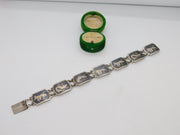 Siam Sterling Silver Niello Enamel Dancing Goddess Panel Bracelet Antique c1930