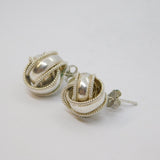 Pair of Sterling Silver Knot Ball Patterned Stud Earrings Vintage c1970