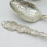 Victorian Sterling Silver Nursery Rhyme Christening Set Antique Birmingham