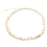 Sterling Silver Planished Lentil Disc Bead Strung Studio Necklace Modern c2000
