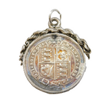 Sterling Silver Queen Victoria Sixpence Coin Charm Pendant Antique c1880s