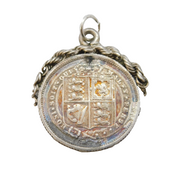 Sterling Silver Queen Victoria Sixpence Coin Charm Pendant Antique c1880s