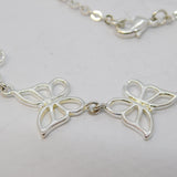 Sterling Silver Cable Link Butterfly Dress Necklace Vintage c2000