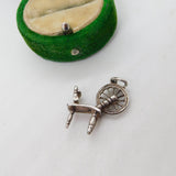 Sterling Silver Spinning Wheel Charm Pendant Vintage c1970