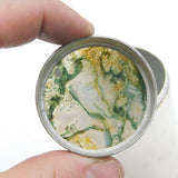 Sterling Silver & Moss Agate Topped Trinket Pot Vintage 1977 Birmingham
