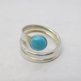 Mexican Sterling Silver Cabochon Turquoise Snake Style Ring Vintage c1970