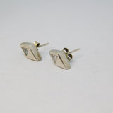 Pair of Sterling Silver Spinel Set Diamond Shape Stud Earrings Vintage c1970