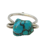 Taxco Style Sterling Silver & Spinning Turquoise Dress Ring Antique c1970s