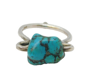 Taxco Style Sterling Silver & Spinning Turquoise Dress Ring Antique c1970s