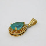 9ct Yellow Gold, Pear-Cut Topaz & Diamond Drop Pendant Vintage c1970