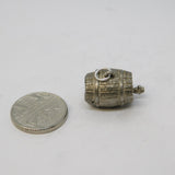 Sterling Silver Bear in the Beer Barrel Charm Pendant Vintage c1970