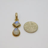 Sterling Silver Cabochon Rainbow Moonstone Studio Drop Pendant Vintage c1970s