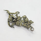 Sterling Silver Art Deco Marcasite Floral Spray Pin Brooch Antique c1930