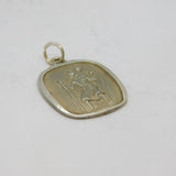 Sterling Silver Matt & Polished St Christopher Travel Pendant Vintage c1970